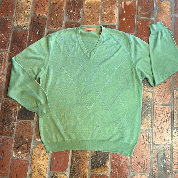 Sette Ponti Italian made Argyle v-neck sweater szL - Picture 2 of 8